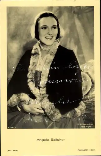 Ak Schauspielerin Angela Salloker, Portrait, Autogramm
