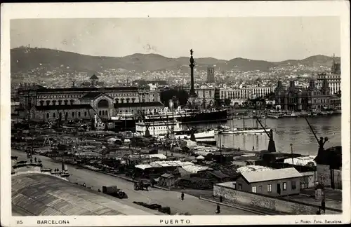 Ak Barcelona Katalonien Spanien, Hafen