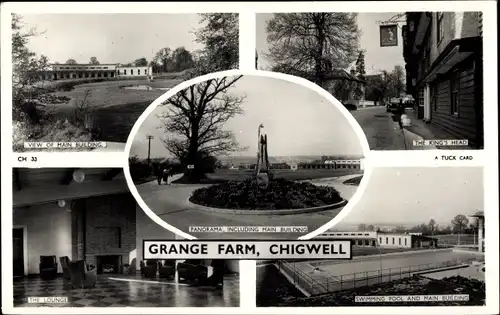 Ak Chigwell East England, Grange Farm, Hauptgebäude, King's Head, Swimmingpool