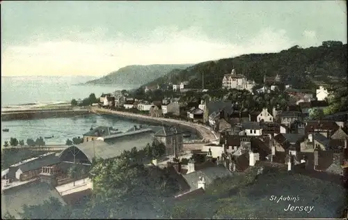 Ak Saint Aubin Kanalinsel Jersey, Panorama vom Ort