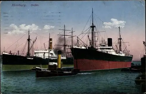 Ak Hamburger Hafen, Dampfschiffe, Schlepper Willy Charles