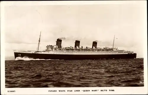 Ak Passagierschiff RMS Queen Mary, Cunard White Star Line