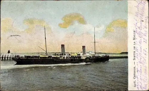 Ak Ostende Westflandern, Fährschiff bei der Ausfahrt