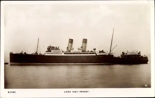 Ak Dampfer RMS Prague, LNER London and North Eastern Railway