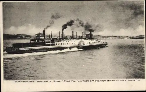 Ak Port Costa Kalifornien USA, Fährschiff Solano