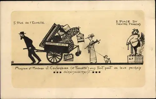 Ak Umzug, Rue de l'Echelle, Place du Theatre Francais, J. Coulembier