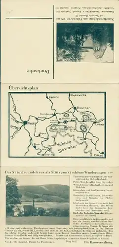 Klapp Ak Neukirch in der Lausitz, Naturfreundehaus am Valtenberg, Ferienzimmer, Landkarte, Panorama