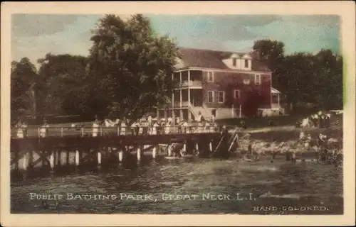 Ak Great Neck Long Island New York USA, öffentlicher Badepark