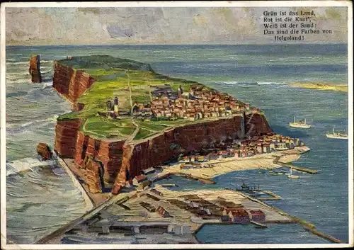 Ak Nordseeinsel Helgoland, Gesamtansicht, Stempel