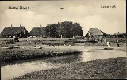 Ak Hallig Hooge in Nordfriesland, Bakkenwerft