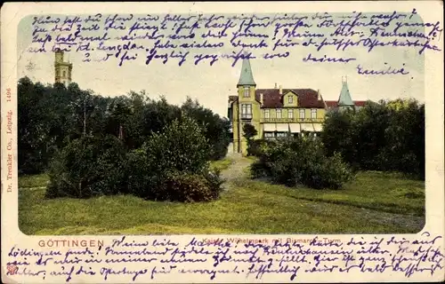 Ak Göttingen in Niedersachsen, Kaiser Wilhelm Park mit Bismarckturm