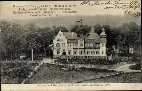 Ak Hameln an der Weser Niedersachsen, Hotel Dreyers Berggarten