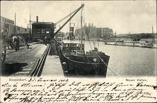 Ak Düsseldorf am Rhein, Neuer Hafen