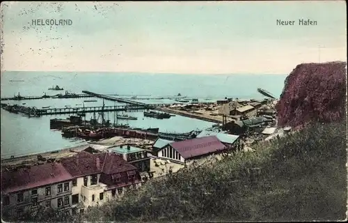 Ak Nordseeinsel Helgoland, Neuer Hafen, Boote