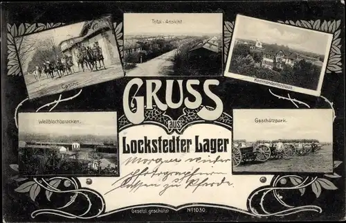 Ak Lockstedt im Kreis Steinburg, Lockstedter Lager, Casino, Wellblechbaracken, Geschützpark