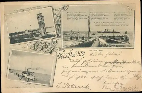 Ak Nordseebad Cuxhaven, Leuchtturm, Seepavillon, Dampfer Alte Liebe