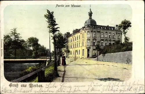 Ak Werdau in Sachsen, Partie am Wasser