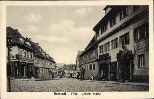 Ak Arnstadt in Thüringen, Unterm Markt, Geschäfte