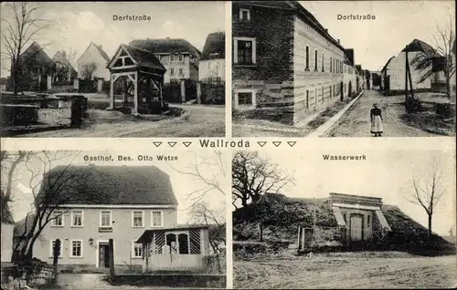 Ak Wallroda Bad Bibra im Burgenlandkreis, Dorfstraße, Gasthof, Wasserwerk