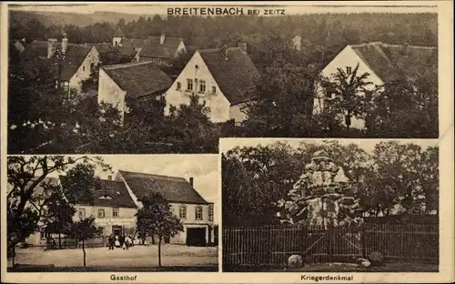 Ak Breitenbach Wetterzeube Burgenlandkreis, Gasthof, Kriegerdenkmal, Wohnhäuser