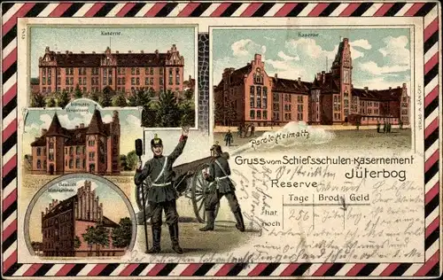 Litho Jüterbog in Brandenburg, Schießschulen-Kasernement, Kaserne