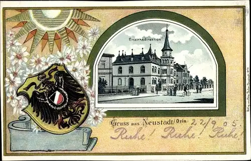 Wappen Passepartout Litho Neustadt an der Orla, Bezirksdirektion