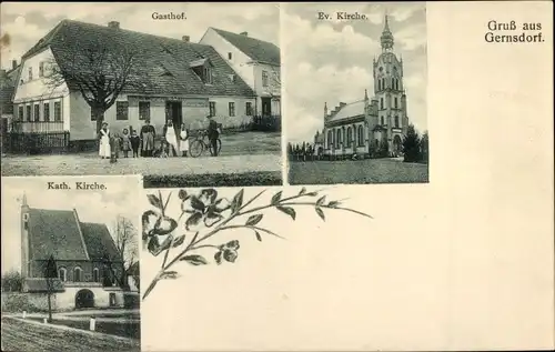 Ak Gernsdorf Thüringen, Gasthof, Kirche