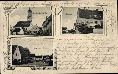 Ak Steinheim an der Donau, Dorfstraße, Kirche, Pfarrhof