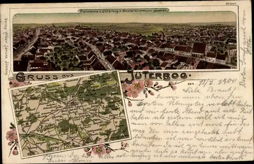 Landkarten Litho Jüterbog in Brandenburg, Gesamtansicht