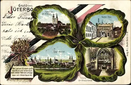 Kleeblatt Litho Jüterbog im Kreis Teltow Fläming, St. Nikolai, Damm Tor, Inneres der Nikolaikirche