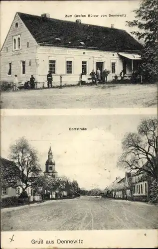 Ak Dennewitz Niedergörsdorf in Brandenburg, Gasthaus zum Grafen Bülow, Dorfstraße