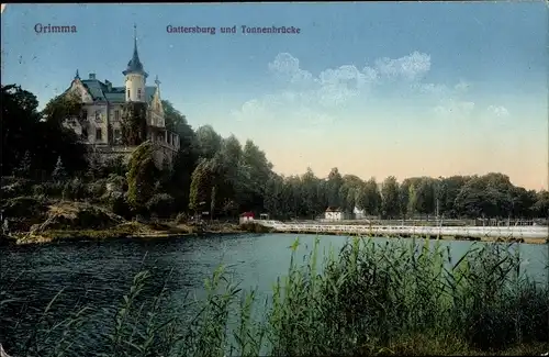 Ak Grimma in Sachsen, Gattersburg, Tonnenbrücke