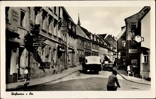 Ak Roßwein in Sachsen, Straßenszene