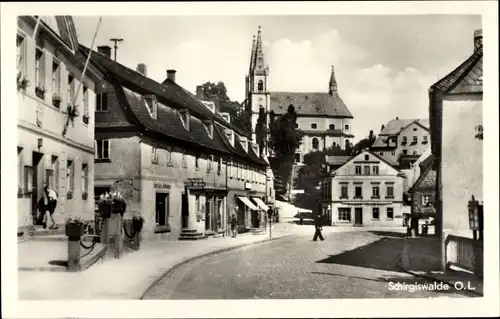 Ak Schirgiswalde in der Lausitz, Teilansicht, Kirchturm