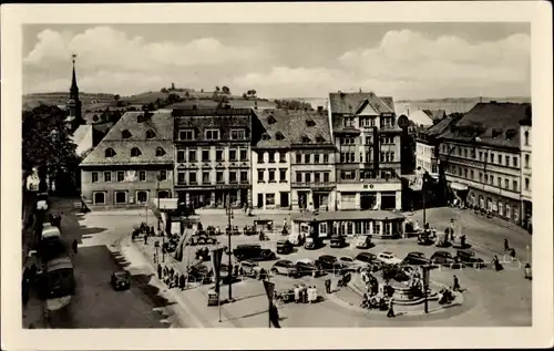 Ak Annaberg Buchholz Erzgebirge, Markt mit Schreckenberg, Hotel Wilder Mann, Autos, Geschäfte