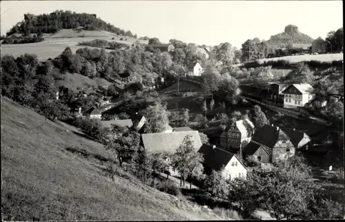Ak Schöna Sächsische Schweiz, Gesamtansicht, Kaiserkrone und Zirkelstein