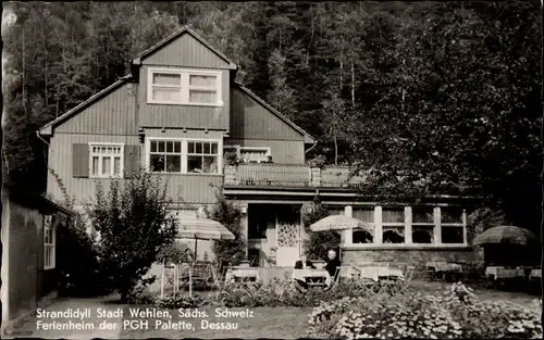 Ak Wehlen an der Elbe Sächsische Schweiz, Strandidyll, Ferienheim der PGH Palette, Dessau