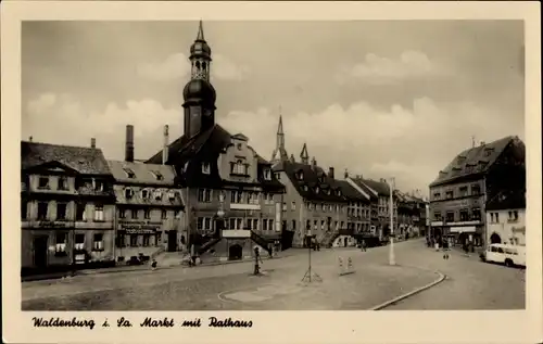 Ak Waldenburg in Sachsen, Markt, Rathaus, Turm