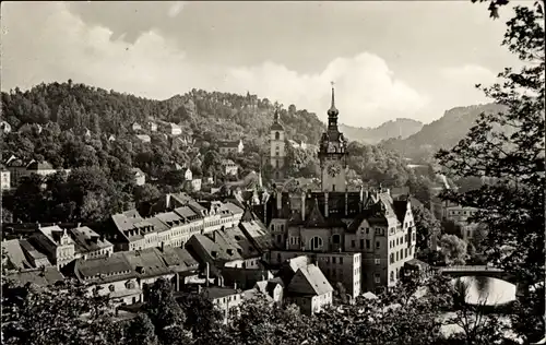 Ak Waldheim in Sachsen, Ortsansicht, Rathaus, Kirchturm