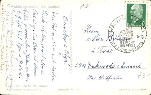 Ak Waldheim in Sachsen, Ortsansicht, Rathaus, Kirchturm