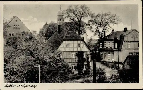 Ak Seifersdorf Dippoldiswalde im Osterzgebirge, Teilansicht, Fachwerkhaus, Turm