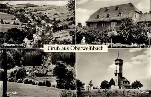 Ak Oberweißbach im Weißbachtal Thüringen, Bergbahn, Fröbelturm, Fröbelhaus