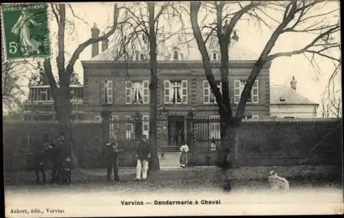 Ak Aisne de Vervin, berittene Polizei