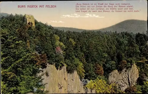 Ak Oberhaslach Elsass Bas Rhin, Ruine Nideck, Felsen