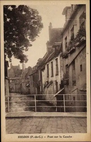 Ak Hesdin Pas de Calais, Pont sur la Canche