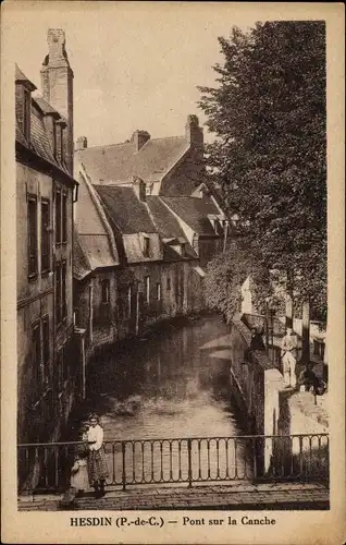 Ak Hesdin Pas de Calais, Pont sur la Canche