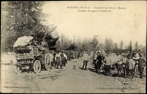 Ak Neuville sur Orne Lorraine Meuse, Sektion Artilleriepark