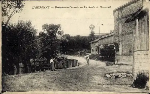 Ak Fontaine-en-Dormois Marne, Route de Gratreuil