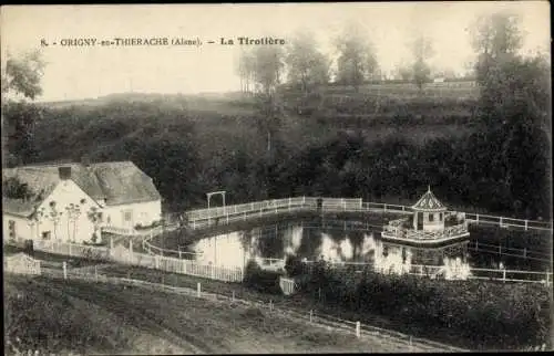 Ak Origny in Thiérache Aisne, La Tirotiere, Blick auf die alte Mühle