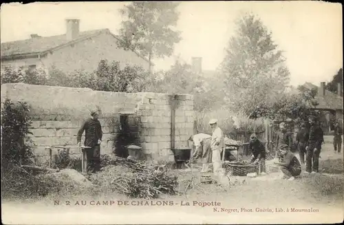 Ak Camp de Châlons Camp de Mourmelon Marne, La Popotte